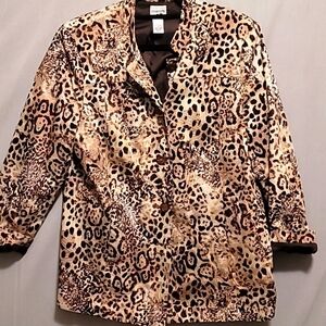 Chico’s No Iron Animal Print Jacket Sleeve, Chico Size 2 (12)
